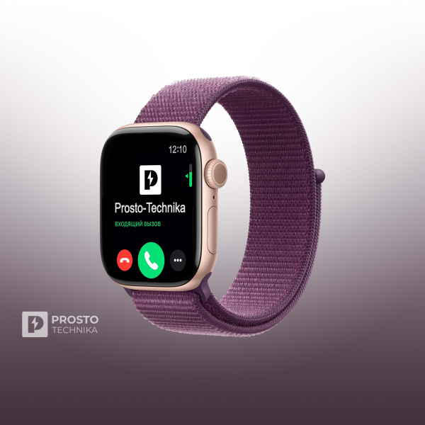 Часы Apple Watch Series 10, 42 мм, алюминий цвета «розовое золото», браслет Sport Loop сливового цвета